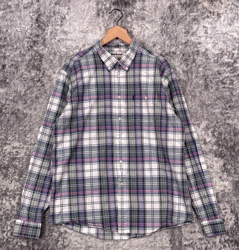 Barbour Shirt XXL Mens Oxford Slim Fit Long Sleeve Button Up Plaid